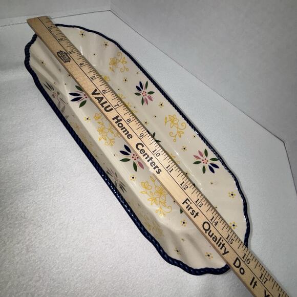 Temptations by Tara Classic Old World Blue 16"x6" Oval Confetti Serving Dish New - Picture 8 of 8